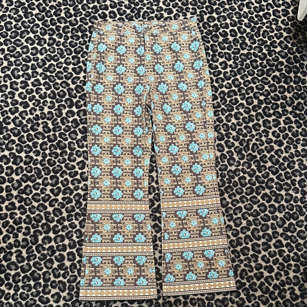 Stylish Blue and Brown Patterned Women's Pants